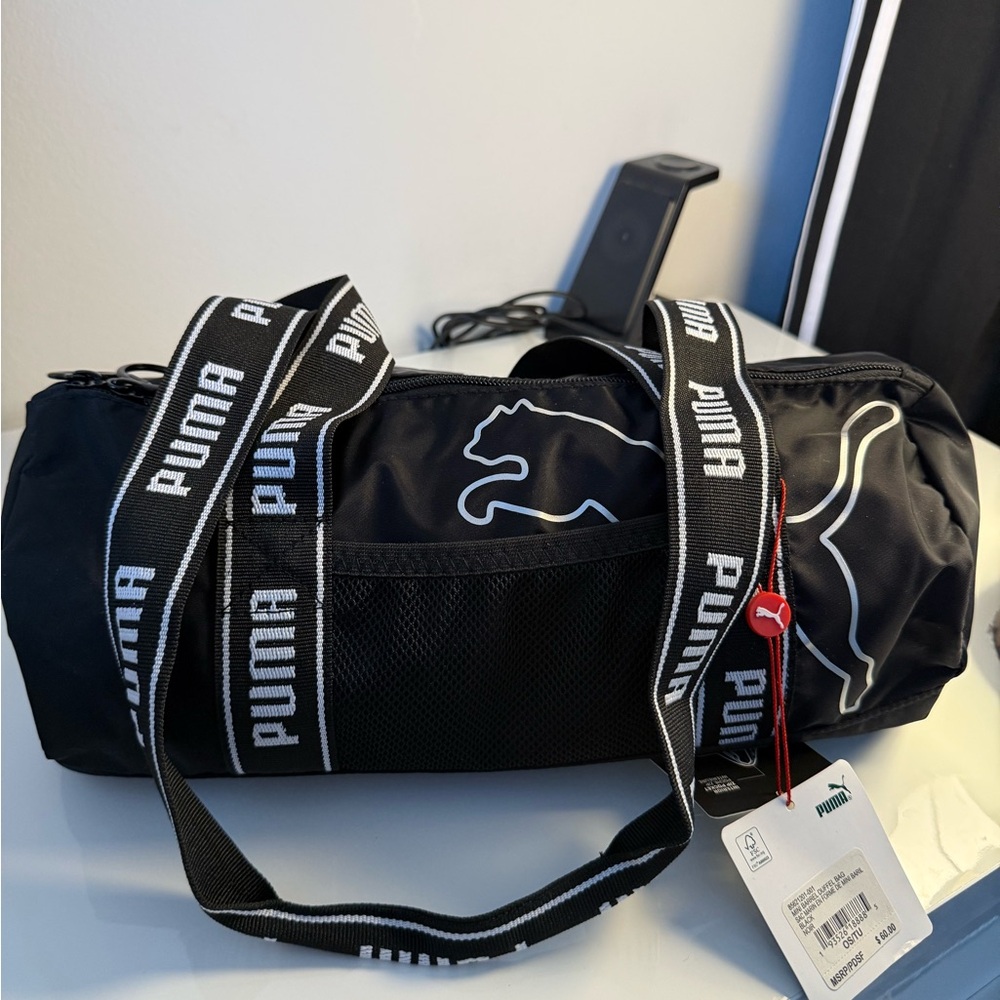 PUMA Black and White Duffel Bag